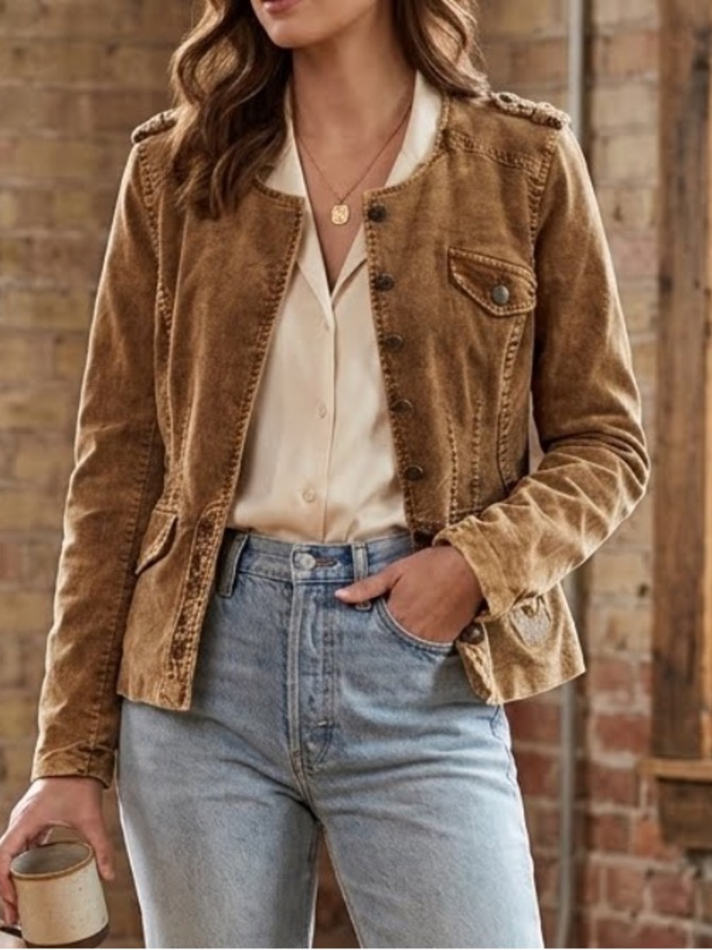 SUGARLIPS Vintage Y2K Embroidered Corduroy Blazer Jacket Large